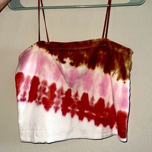 American Eagle Tube Top w/ straps, worn once, mint condition (pink/white/tan)